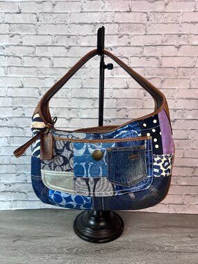 Rare Denim  Coach Ergo Denim Patchwork Hobo Handbag 10808
